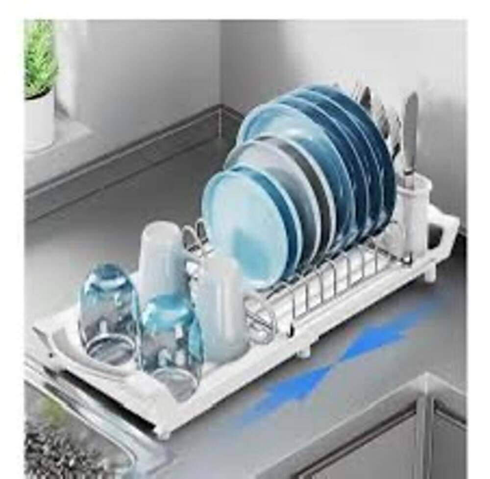 Small Expandable Dish Drying Rack White - Picture 1 of 6